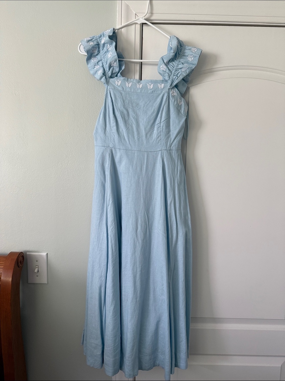 Crown and Ivy Light Blue Ruffle Strap Midi Dress - Women's